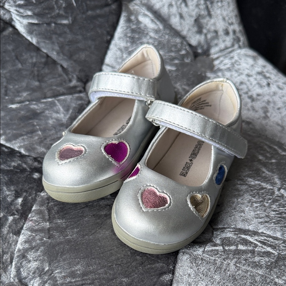 Tucker + Tate Silver Kids Dress Shoes with Heart Accents